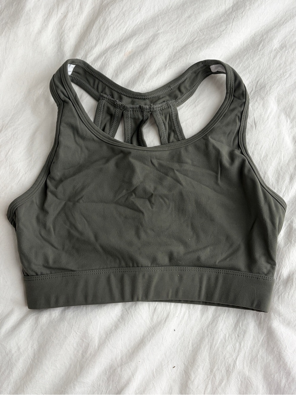 NVGTN Olive Green Strappy Racerback Crop Top